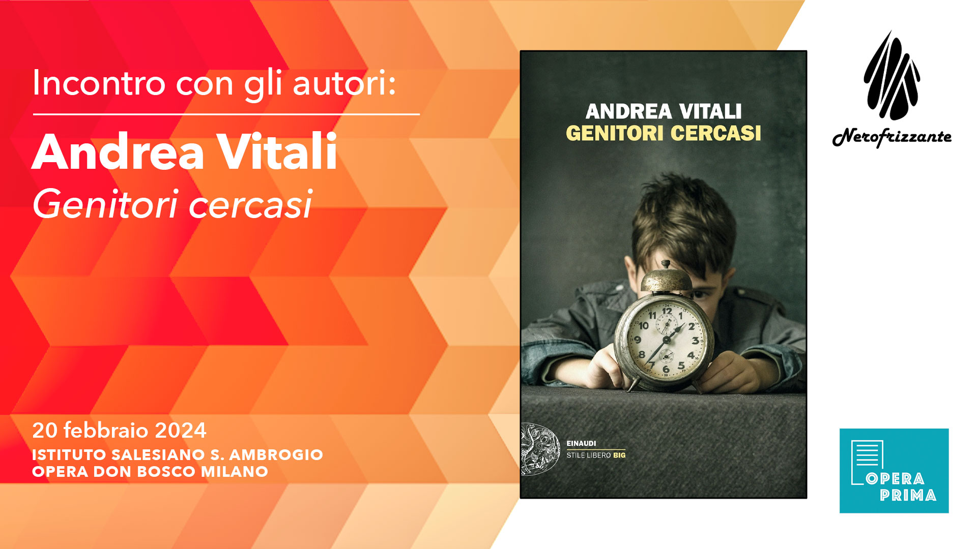 Incontro con gli autori: Andrea Vitali Genitori cercasi - Nerofrizzante - Salesiani Milano